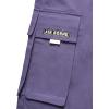 imageOYOANGLE Mens Casual Drawstring Elastic Waist Flap Pocket Letter Graphic Street Jogger Cargo PantsPurple
