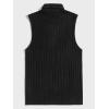 imageOYOANGLE Mens Casual Turtleneck Sleeveless Ribbed Knit Slim Fit Vest Tank TopBlack