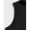 imageOYOANGLE Mens Casual Turtleneck Sleeveless Ribbed Knit Slim Fit Vest Tank TopBlack