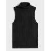 imageOYOANGLE Mens Casual Turtleneck Sleeveless Ribbed Knit Slim Fit Vest Tank TopBlack