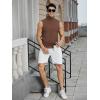imageOYOANGLE Mens Casual Turtleneck Sleeveless Ribbed Knit Slim Fit Vest Tank TopBrown