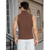 imageOYOANGLE Mens Casual Turtleneck Sleeveless Ribbed Knit Slim Fit Vest Tank TopBrown