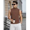 imageOYOANGLE Mens Casual Turtleneck Sleeveless Ribbed Knit Slim Fit Vest Tank TopBrown