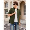 imageOYOANGLE Mens Classic Solid Short Sleeve Button Down Work Business Blouse Top Casual Hawaiian ShirtsArmy Green