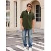 imageOYOANGLE Mens Classic Solid Short Sleeve Button Down Work Business Blouse Top Casual Hawaiian ShirtsArmy Green