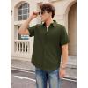 imageOYOANGLE Mens Classic Solid Short Sleeve Button Down Work Business Blouse Top Casual Hawaiian ShirtsArmy Green
