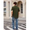 imageOYOANGLE Mens Classic Solid Short Sleeve Button Down Work Business Blouse Top Casual Hawaiian ShirtsArmy Green