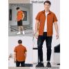 imageOYOANGLE Mens Classic Solid Short Sleeve Button Down Work Business Blouse Top Casual Hawaiian ShirtsBurnt Orange
