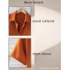 imageOYOANGLE Mens Classic Solid Short Sleeve Button Down Work Business Blouse Top Casual Hawaiian ShirtsBurnt Orange