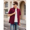 imageOYOANGLE Mens Classic Solid Short Sleeve Button Down Work Business Blouse Top Casual Hawaiian ShirtsDeep Burgundy