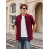 imageOYOANGLE Mens Classic Solid Short Sleeve Button Down Work Business Blouse Top Casual Hawaiian ShirtsDeep Burgundy
