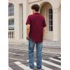 imageOYOANGLE Mens Classic Solid Short Sleeve Button Down Work Business Blouse Top Casual Hawaiian ShirtsDeep Burgundy