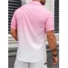 imageOYOANGLE Mens Color Block Button Down Shirts Collared Neck Short Sleeve Beach Summer TopPink and White