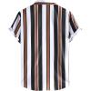 imageOYOANGLE Mens Color Block Striped Print Short Sleeve Button Up Casual ShirtBlack Brown White