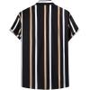 imageOYOANGLE Mens Color Block Striped Print Short Sleeve Button Up Casual ShirtBlack Multi