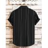 imageOYOANGLE Mens Color Block Striped Print Short Sleeve Button Up Casual ShirtBlack Striped Print