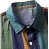 imageOYOANGLE Mens Color Block Striped Print Short Sleeve Button Up Casual ShirtGreen