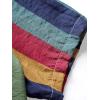 imageOYOANGLE Mens Color Block Striped Print Short Sleeve Button Up Casual ShirtGreen