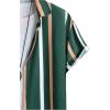 imageOYOANGLE Mens Color Block Striped Print Short Sleeve Button Up Casual ShirtGreen Striped