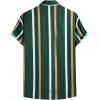 imageOYOANGLE Mens Color Block Striped Print Short Sleeve Button Up Casual ShirtGreen Striped