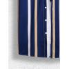 imageOYOANGLE Mens Color Block Striped Print Short Sleeve Button Up Casual ShirtNavy Blue