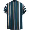 imageOYOANGLE Mens Color Block Striped Print Short Sleeve Button Up Casual ShirtNavy Blue White