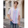 imageOYOANGLE Mens Colorblock Button Down Short Sleeve Lapel Collared Party Shirt TopsMulticolor