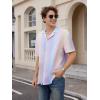 imageOYOANGLE Mens Colorblock Button Down Short Sleeve Lapel Collared Party Shirt TopsMulticolor