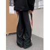 imageOYOANGLE Mens Colorblock Drawstring Waist Straight Wide Leg Baggy Pants with PocketBlack