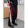 imageOYOANGLE Mens Colorblock Drawstring Waist Straight Wide Leg Baggy Pants with PocketBlack