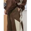 imageOYOANGLE Mens Colorblock Drawstring Waist Straight Wide Leg Baggy Pants with PocketCoffee Brown