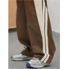 imageOYOANGLE Mens Colorblock Drawstring Waist Straight Wide Leg Baggy Pants with PocketCoffee Brown