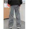imageOYOANGLE Mens Colorblock Drawstring Waist Straight Wide Leg Baggy Pants with PocketLight Grey