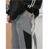 imageOYOANGLE Mens Colorblock Drawstring Waist Straight Wide Leg Baggy Pants with PocketLight Grey
