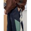 imageOYOANGLE Mens Colorblock Drawstring Waist Straight Wide Leg Baggy Pants with PocketNavy Blue