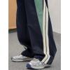 imageOYOANGLE Mens Colorblock Drawstring Waist Straight Wide Leg Baggy Pants with PocketNavy Blue