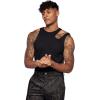 imageOYOANGLE Mens Cut Out Asymmetrical Neck Sleeveless Club Tank Top ShirtBlack