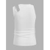 imageOYOANGLE Mens Cut Out Asymmetrical Neck Sleeveless Club Tank Top ShirtWhite