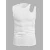 imageOYOANGLE Mens Cut Out Asymmetrical Neck Sleeveless Club Tank Top ShirtWhite