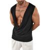 imageOYOANGLE Mens Draped Deep V Neck Sleeveless Tank Top Ruched Wrapped Workout TopsBlack
