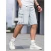 imageOYOANGLE Mens Drawstring Elastic Waist Flap Pocket Straight Cargo Jean Denim ShortsLight Blue