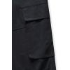 imageOYOANGLE Mens Drawstring Elastic Waist Flap Pockets Cargo Pants Straight Leg Casual TrousersBlack