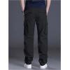 imageOYOANGLE Mens Drawstring Elastic Waist Flap Pockets Cargo Pants Straight Leg Casual TrousersBlack