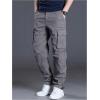 imageOYOANGLE Mens Drawstring Elastic Waist Flap Pockets Cargo Pants Straight Leg Casual TrousersDark Grey