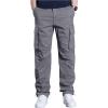 imageOYOANGLE Mens Drawstring Elastic Waist Flap Pockets Cargo Pants Straight Leg Casual TrousersDark Grey