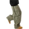 imageOYOANGLE Mens Drawstring Elastic Waist Flap Pockets Streetwear Baggy Cargo Pants Joggers Hiking TrousersArmy Green