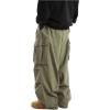 imageOYOANGLE Mens Drawstring Elastic Waist Flap Pockets Streetwear Baggy Cargo Pants Joggers Hiking TrousersArmy Green