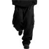 imageOYOANGLE Mens Drawstring Elastic Waist Flap Pockets Streetwear Baggy Cargo Pants Joggers Hiking TrousersBlack