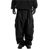 imageOYOANGLE Mens Drawstring Elastic Waist Flap Pockets Streetwear Baggy Cargo Pants Joggers Hiking TrousersBlack