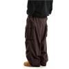 imageOYOANGLE Mens Drawstring Elastic Waist Flap Pockets Streetwear Baggy Cargo Pants Joggers Hiking TrousersDeep Brown